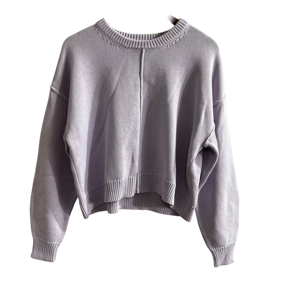 Splendid Lavender Cotton Ribbed Knit Crew Neck Sweater Womens Medium NWOT